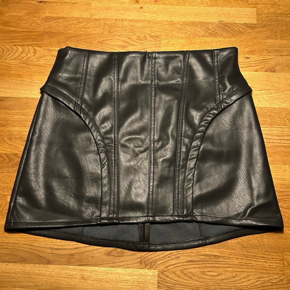 AKIRA Black Faux Leather Panel Mini Skirt
